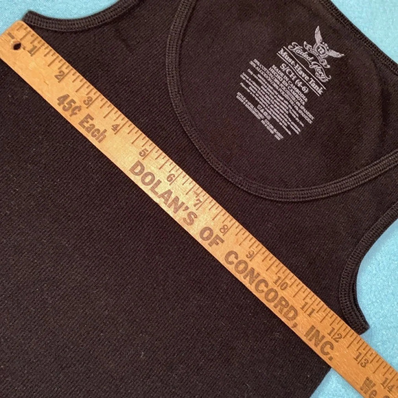 FADED GLORY Must-Have Tank black rib knit stretchy scoop neck size S/ch 4-6 - Picture 6 of 6